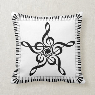 Music Piano Key Treble Clef Throw Pillow 16" x 16"
