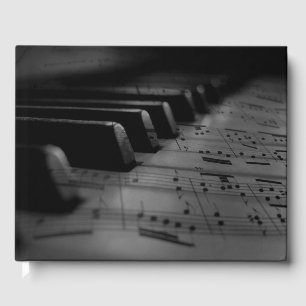 Music Piano Keys Event and Date in Spine Guest Book