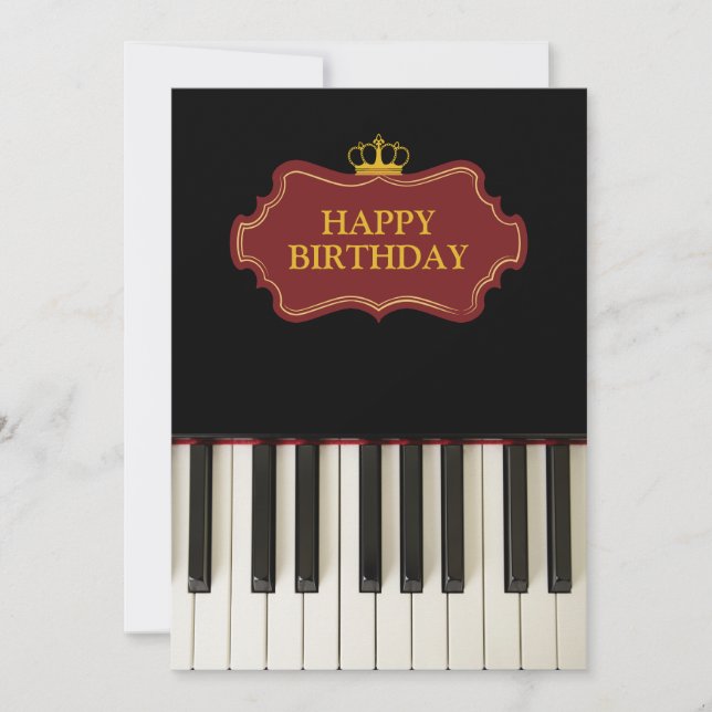 Music Piano Keys Happy Birthday Holiday Card (Front)