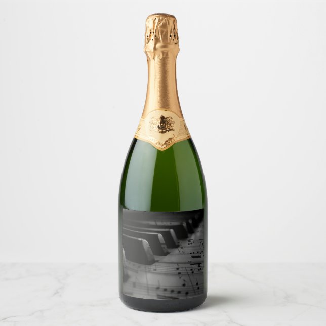  Music Piano Keys Sparkling Wine Label (Front)