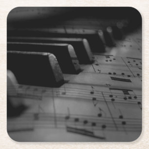 Music Piano Keys Square Paper Coaster