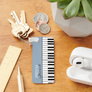 Music Piano Keys Teacher Elegant Dusty Blue  Key Ring