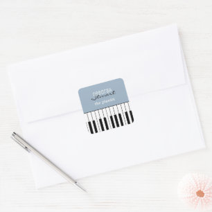 Music Piano Keys Teacher Elegant Dusty Blue Square Sticker