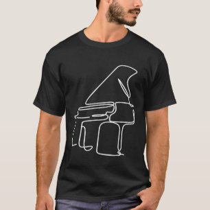 Music Piano Line Art Abstract Minimalist Cool Musi T-Shirt