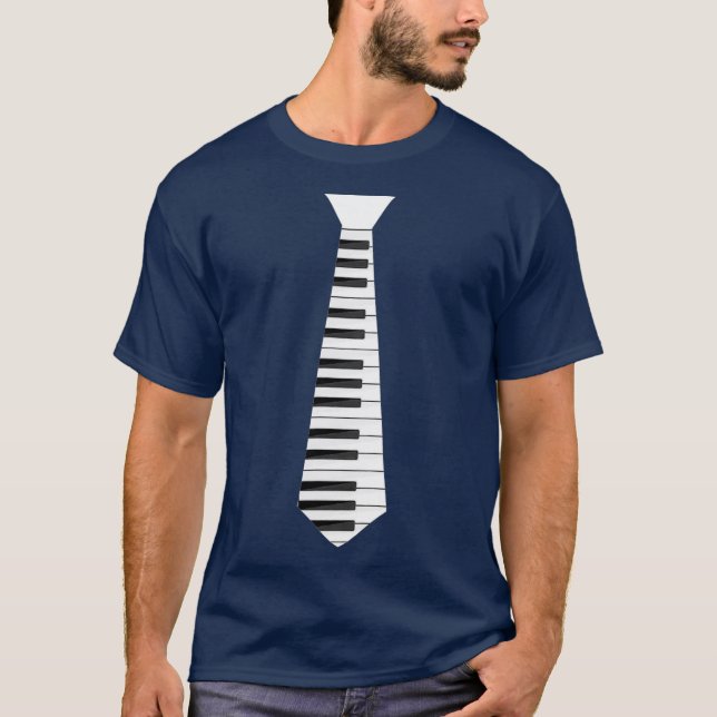 Music Piano Necktie Costume Cool Instrument Gift T-Shirt (Front)
