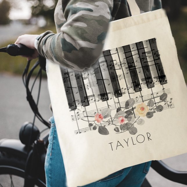 music piano roses tote bag (Creator Uploaded)