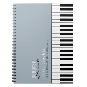 Music Piano Teacher Elegant Dusty Blue Notebook
