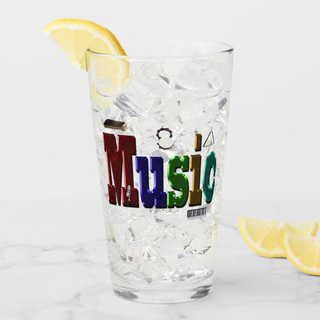 Music Picture Logo With Instruments,   Glass (Front Ice)