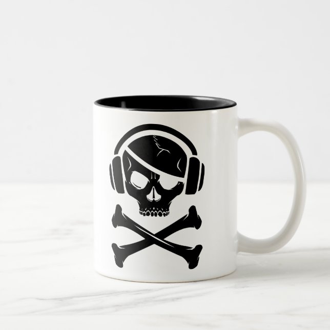 Music Pirate Piracy anti-riaa icon Two-Tone Coffee Mug (Right)