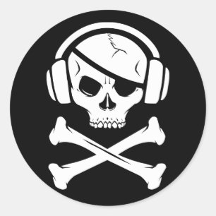 Music Pirate Piracy anti-riaa logo Classic Round Sticker