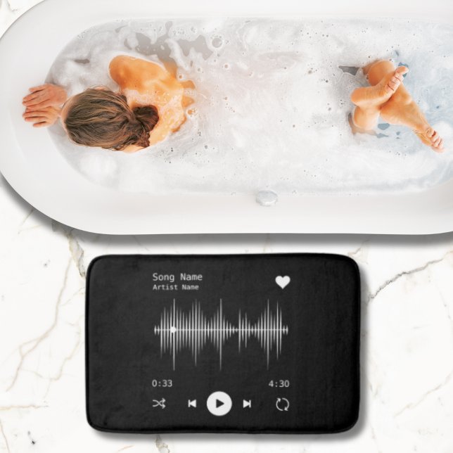 Music Player Artist and Song Personalised Black Bath Mat (Creator Uploaded)