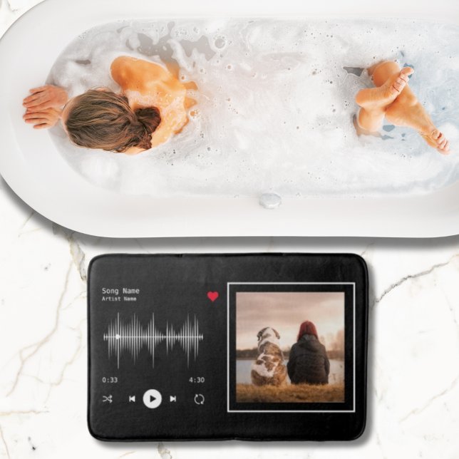 Music Player Artist and Song Personalised Black Bath Mat (Creator Uploaded)