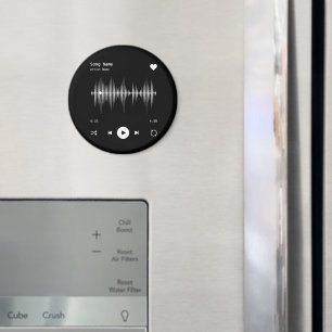 Music Player Artist and Song Personalised Black Magnet