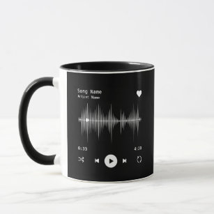 Music Player Artist and Song Personalised Black Mug
