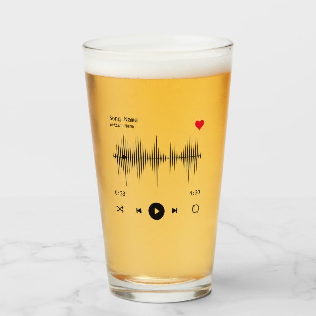 Music Player Artist and Song Personalised Glass (Front Filled)