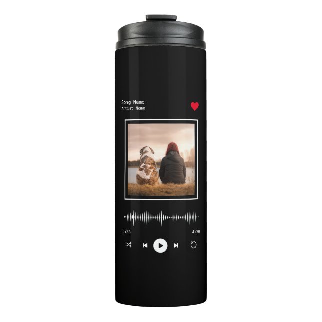 Music Player Artist and Song Personalised Photo Thermal Tumbler (Front)