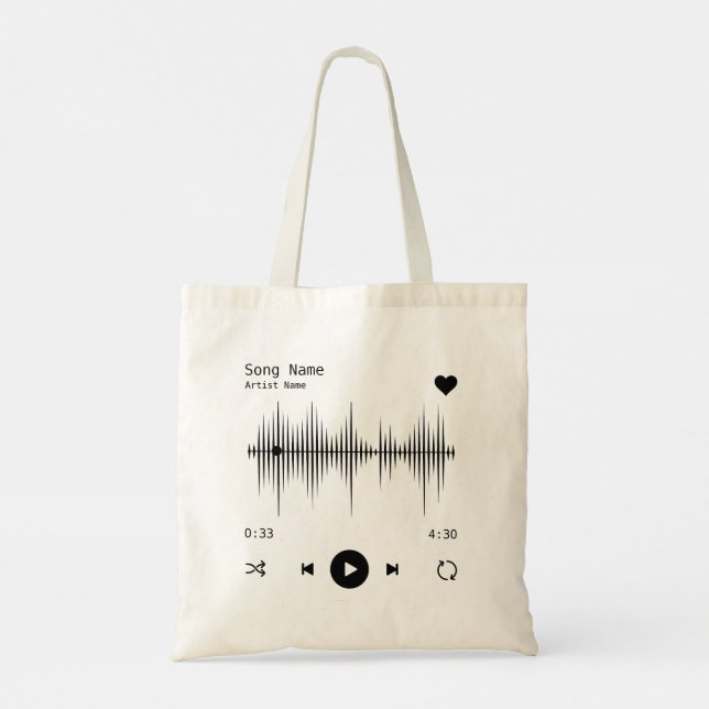 Music Player Artist and Song Personalised Tote Bag (Back)