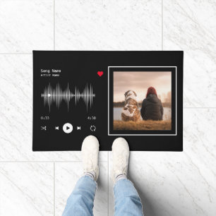 Music Player Artist and Song Personalized Black Doormat