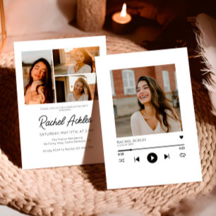 Music Player Graduation Party Invite, Photo Grad Invitation