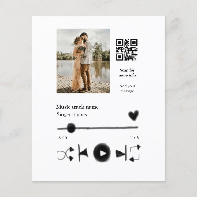 Music player personalised couple love q r code tex (Front)