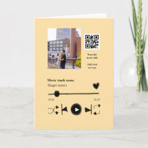 Music player personalised couple love q r code tex card