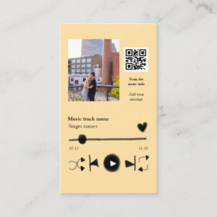 Music player personalised couple love q r code tex enclosure card