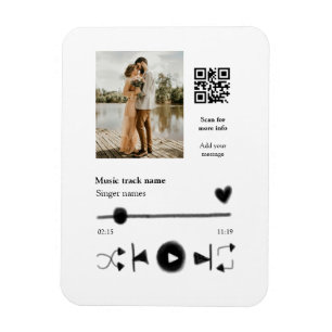 Music player personalised couple love q r code tex magnet