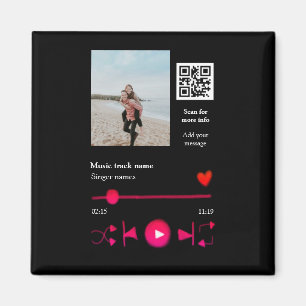 Music player personalised couple love q r code tex magnet