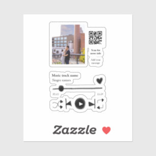 Music player personalized couple love q r code tex