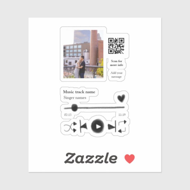 Music player personalized couple love q r code tex (Sheet)