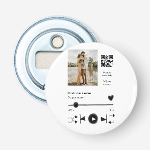 Music player personalized couple love q r code tex bottle opener