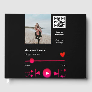 Music player personalized couple love q r code tex guest book