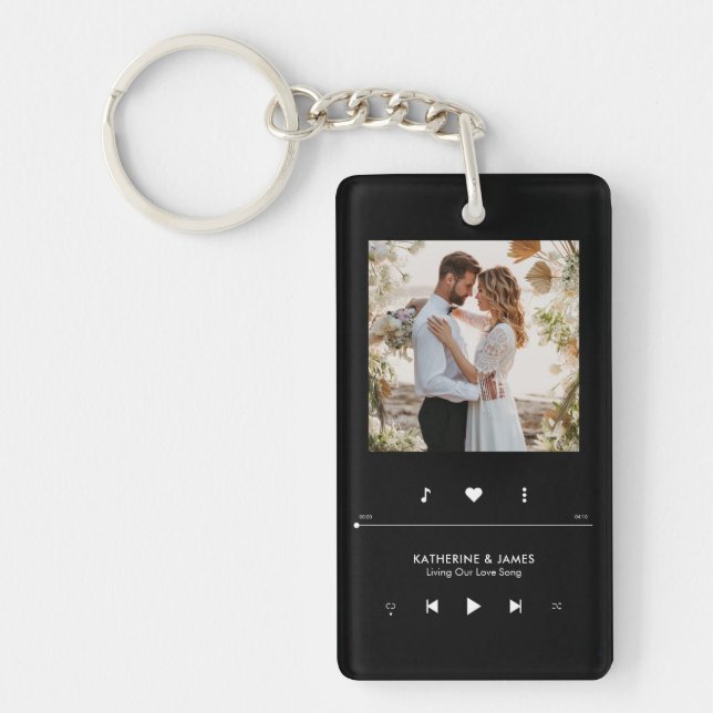 Music Player Photo Frame Personalised Key Ring (Front)