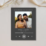 Music Player Photo Wedding Save the Date Announcement Postcard<br><div class="desc">Turn up the volume on love with our Music Player Photo Wedding Save the Date! Designed for couples who want to showcase their unique style, this modern and playful card features a sleek music player layout and the message: “We’re pressing play on forever.” Personalise it with your favourite photo and...</div>