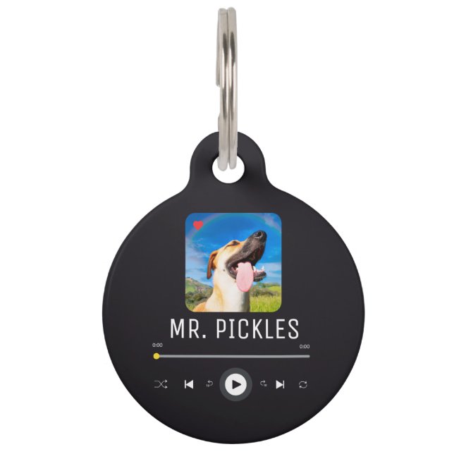 Music Player Playlist Round Pet Tag (Front)