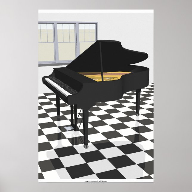 Music Poster: Grand Piano & Tiles: 3D Model Poster (Front)