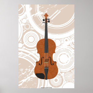 Music Poster: Violin 3D Model & Circles Poster