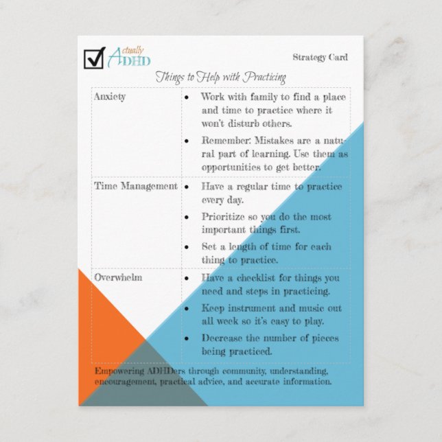 Music Practice Strategy Card (Front)