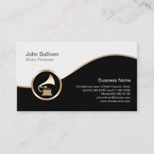 Music Producer Business Card Gold Gramophone Icon