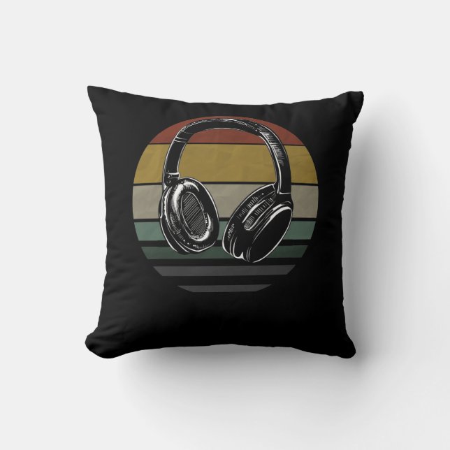 Music producer DJ musician vintage headphones Cushion (Front)