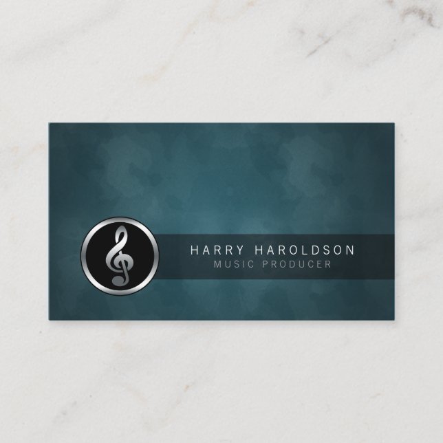 Music Producer Musician Music Treble Clef Icon Business Card (Front)