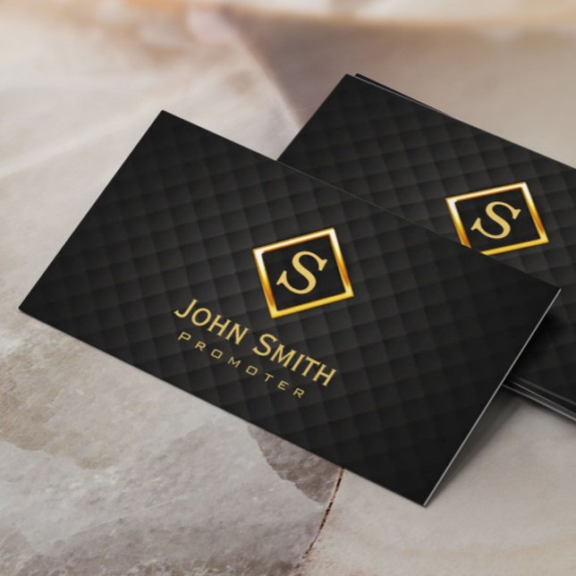 Music Promoter Gold Diamond Monogram Business Card (Creator Uploaded)