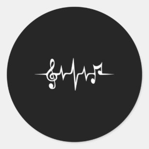 Music Pulse Notes Clef Frequency Wave Sound Classic Round Sticker
