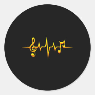 Music Pulse Notes Clef Frequency Wave Sound Classic Round Sticker