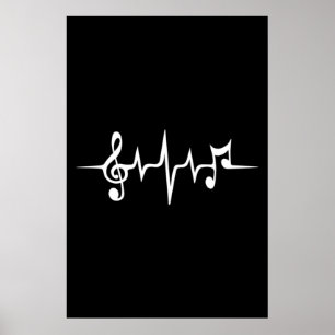Music Pulse Notes Clef Frequency Wave Sound Poster