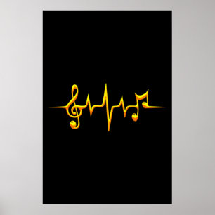 Music Pulse Notes Clef Frequency Wave Sound Poster