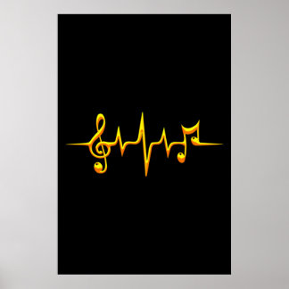 Music Pulse Notes Clef Frequency Wave Sound Poster