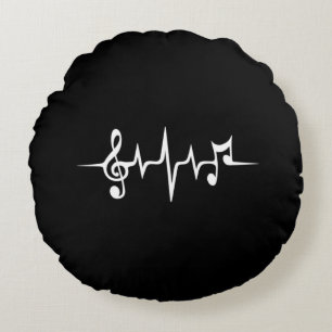 Music Pulse Notes Clef Frequency Wave Sound Round Cushion