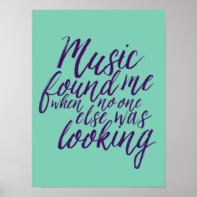 Music Quote Hand Lettering Calligraphy Blue Poster (Front)