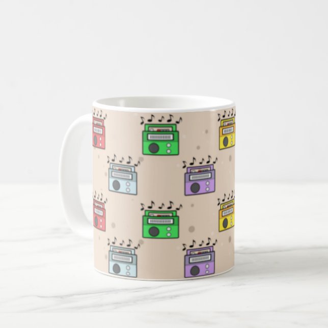 Music Radio Pattern  Coffee Mug (Front Left)